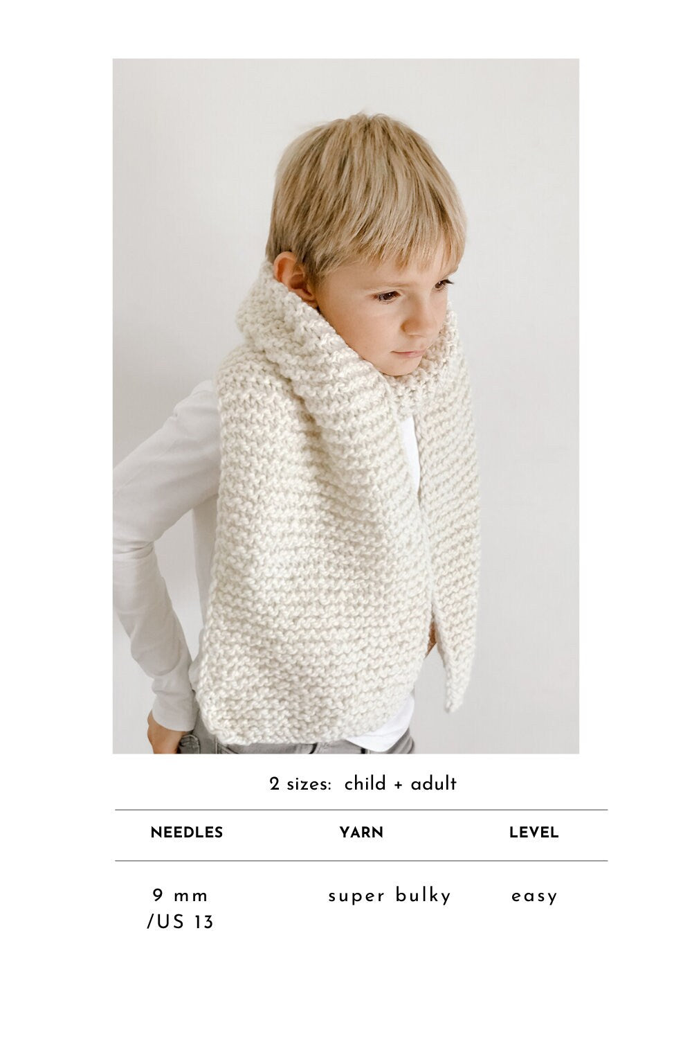 Knitting Pattern: Cozy Scarf for Child and Adult