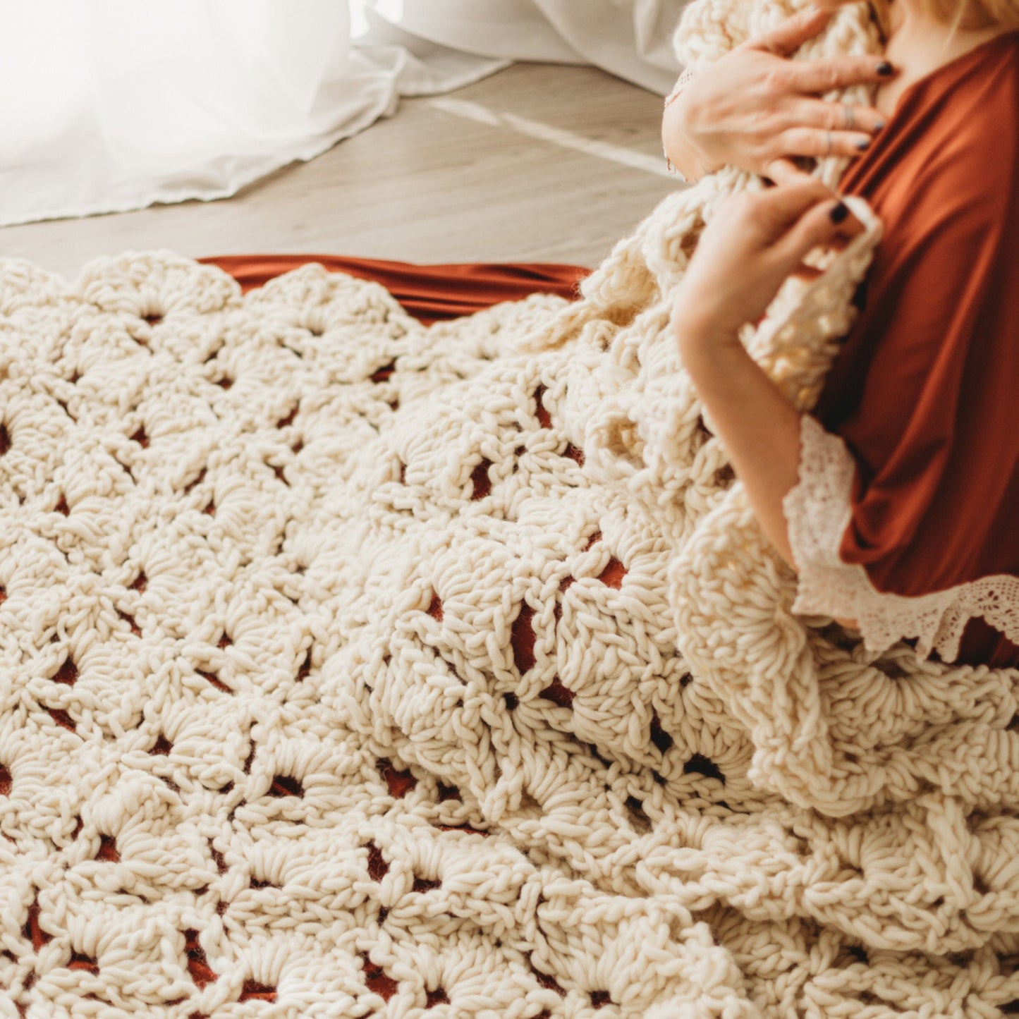 Super Bulky Shells Crochet Blanket