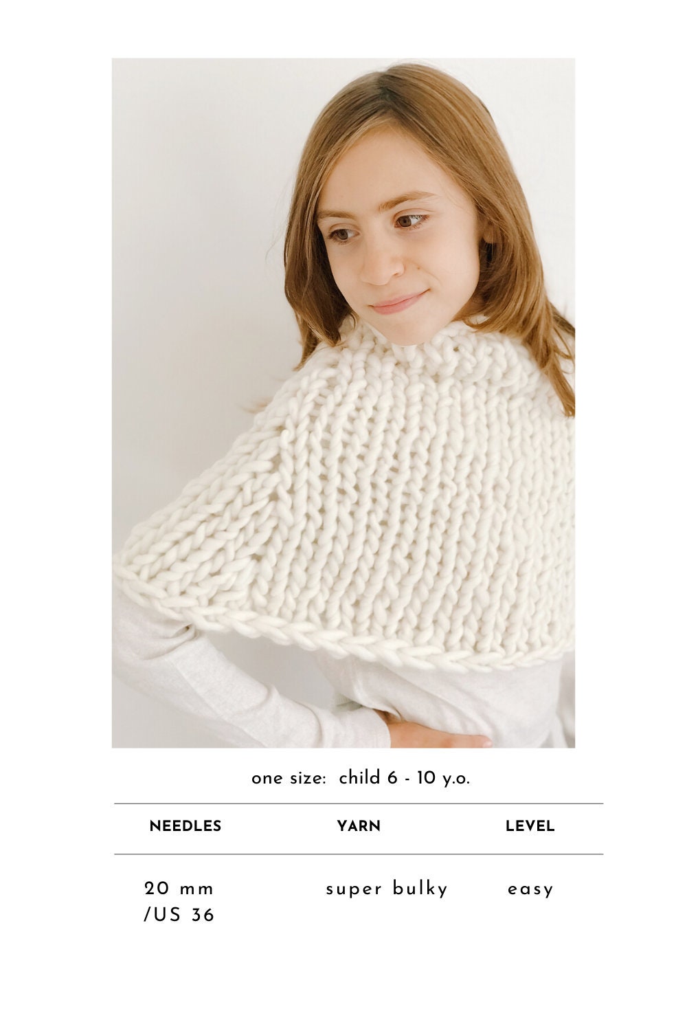 Chunky Knit Child Capelet Pattern