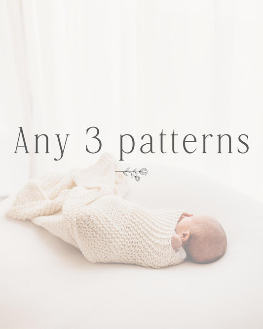 Patterns package: Any 3 Knitting or Crochet Patterns