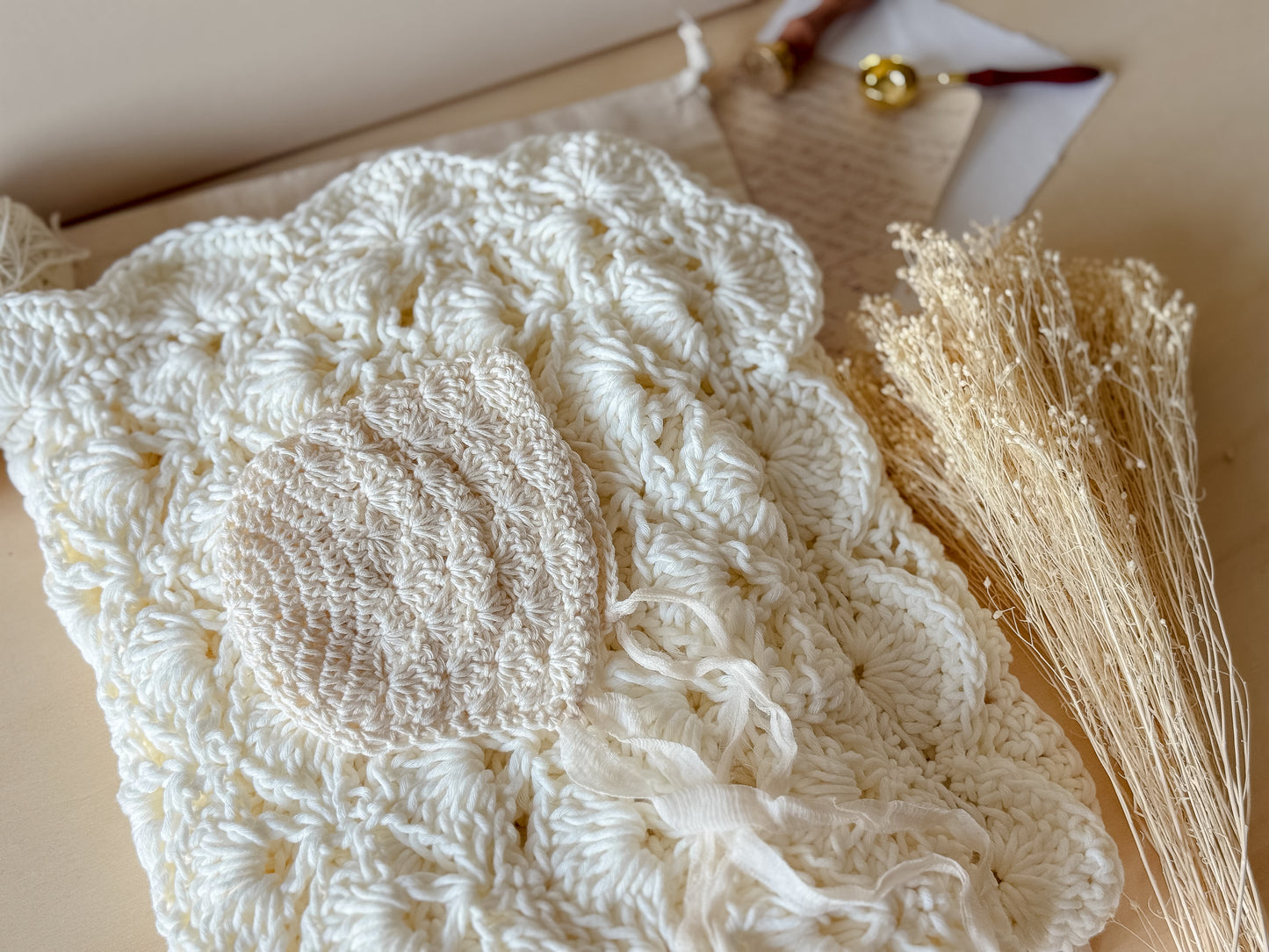 Emmy - Baby Blanket and Bonnet
