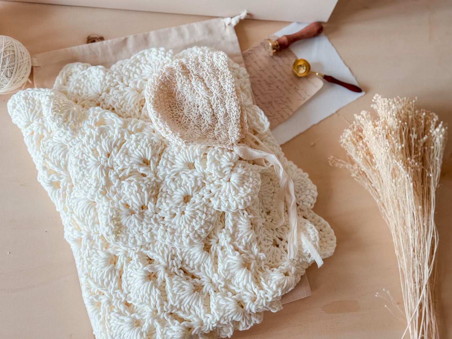 Emmy - Baby Blanket and Bonnet