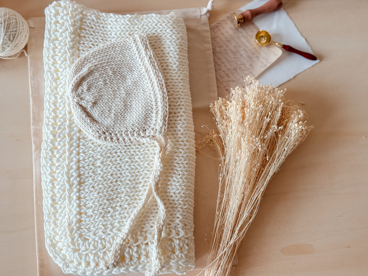 Amelia Baby Blanket and Bonnet