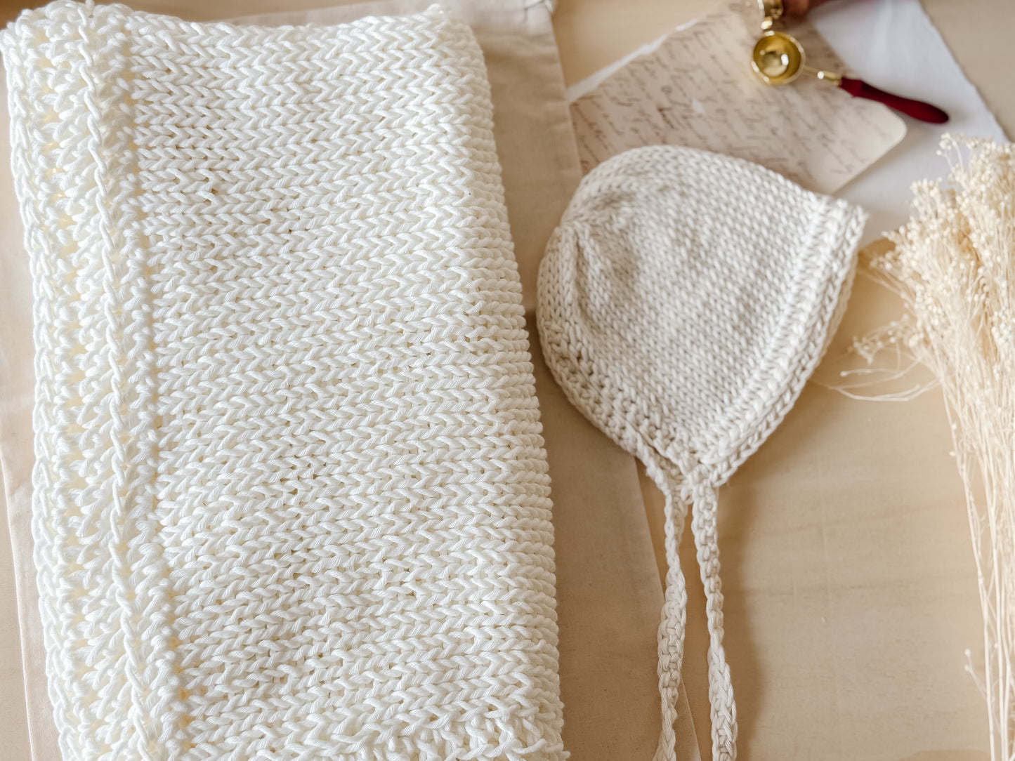 Amelia Baby Blanket and Bonnet