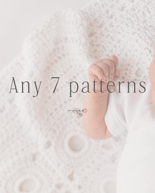 Patterns package: Any 7 Knitting or Crochet Patterns